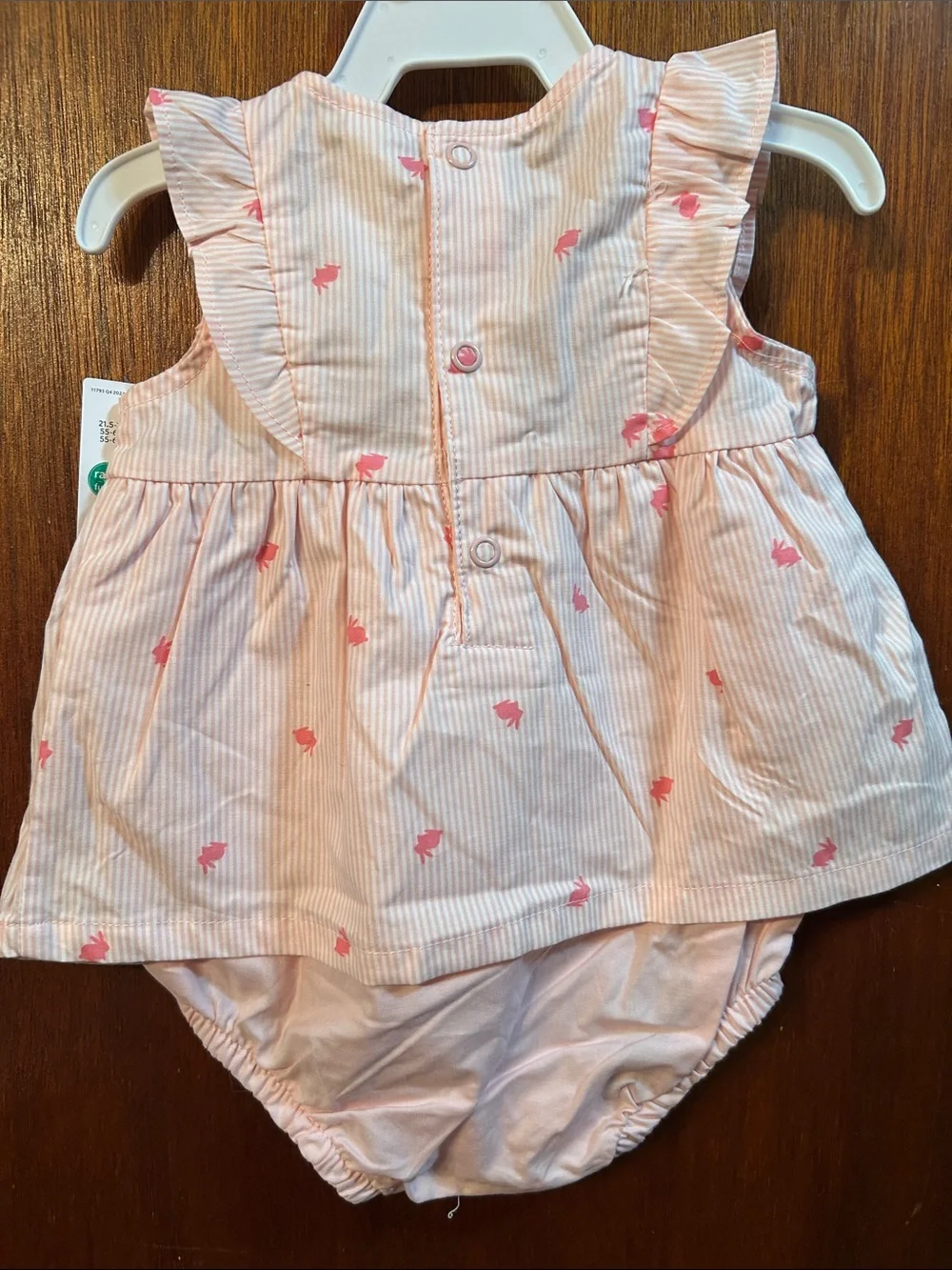 Carter's Pink Striped Dress with Connected Bloomers with Tiny Bunny Print